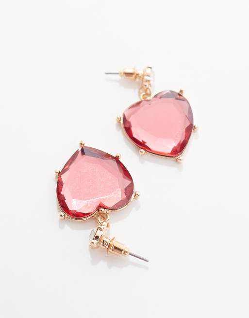 True Decadence bejewelled heart earrings in red, 2 of 4