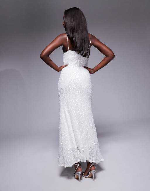 True Decadence Bias cut midaxi dress in white sequin, 2 of 4