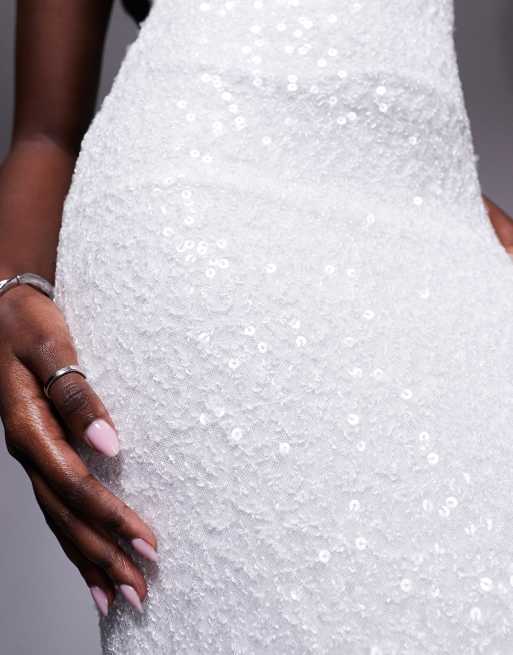True Decadence Bias cut midaxi dress in white sequin ASOS