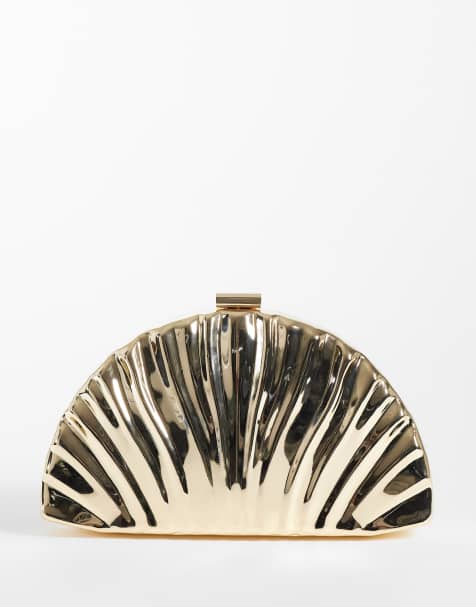 True Decadence - Bolso clutch dorado texturizado con diseño rígido de concha - view 1