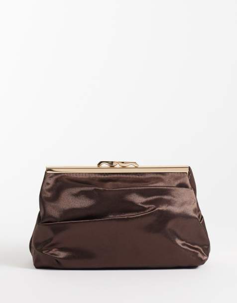 True Decadence bolso clutch rígido de satén chocolate - view 1
