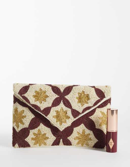 True Decadence - bolso de mano estampado con lentejuelas en tono neutro, 2 de 4