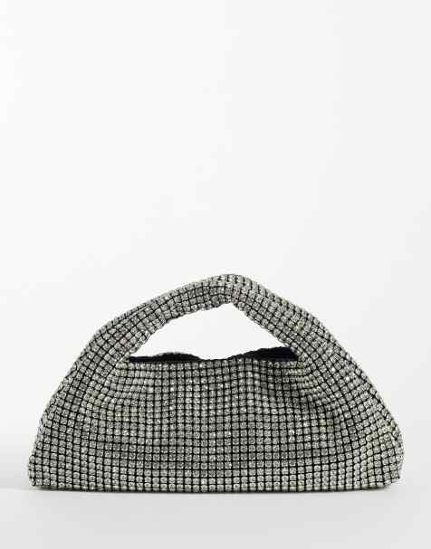 True Decadence - Bolso de mano plateado y negro de strass - view 1