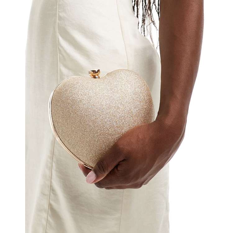 True Decadence Borsa a forma di cuore glitterata oro ASOS