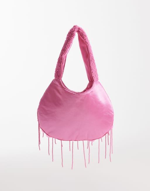 True Decadence - Borsa a mano rosa chiaro con decorazione a fiori 3D , 4 di 4