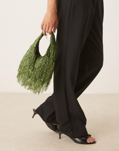 True Decadence - Borsa a mano verde scuro con perline - view 1