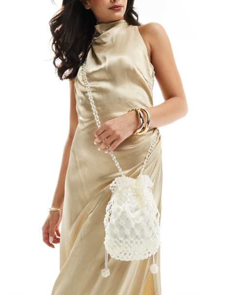 True Decadence - Borsa a tracolla bianca con perle - view 1