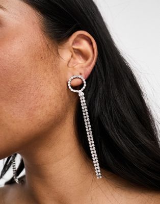 True Decadence rhinestone drop stud earrings in silver - ASOS Price Checker
