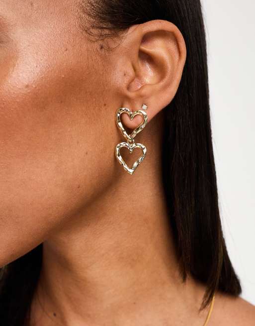 True Decadence - Boucles d'oreilles cœur effet fondu - Doré