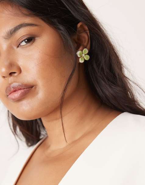 True Decadence - Boucles d'oreilles en forme de fleur avec perles - Vert - view 1