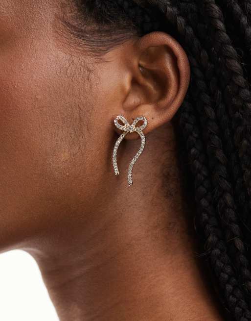 True Decadence - Boucles d'oreilles nœud à strass - Doré