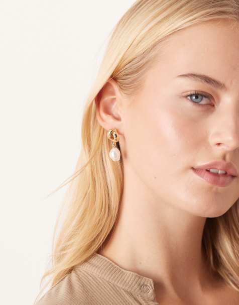 True Decadence - Boucles d'oreilles pendantes avec nœud et perles - Doré - view 1