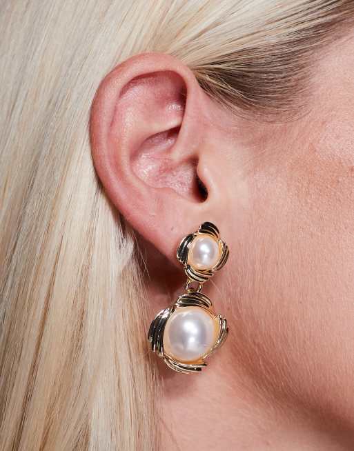 True Decadence - Boucles d'oreilles vintage à pendant perle - Doré, 3 de 3