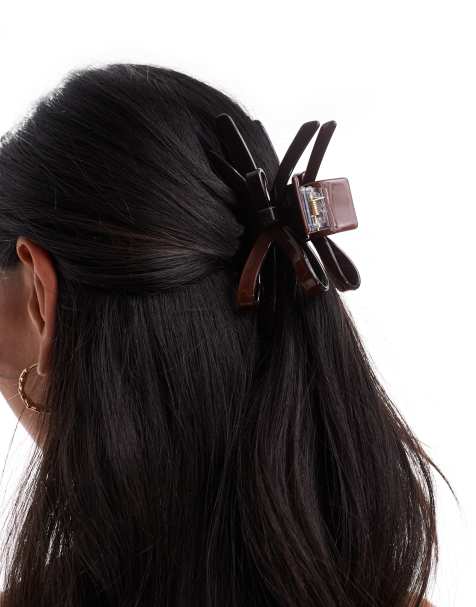 True Decadence bow hair claw clip in brown - view 1