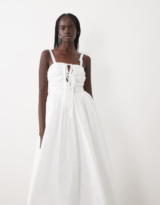 True Decadence Bow tie strap midi-dress in white, 3 of 4