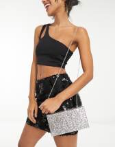 Public Desire The Faya shoulder bag with crystal bow in silver