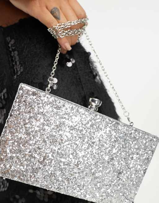 Gold Glitter Ring Clutch Bag