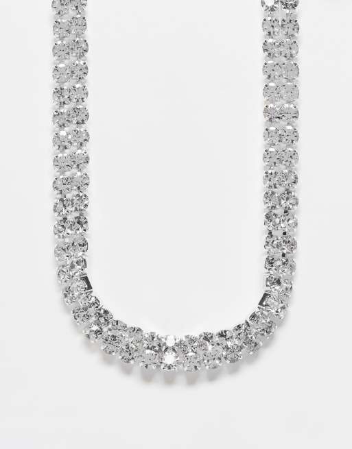 True Decadence – Breite Choker-Halskette in Silberoptik mit Strass 