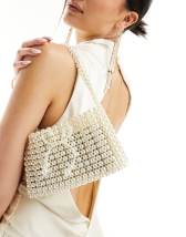 My Accessories London chunky woven crochet grab bag in cream | ASOS