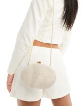 ASOS DESIGN shoulder bag with resin ball detail strap in cream | ASOS