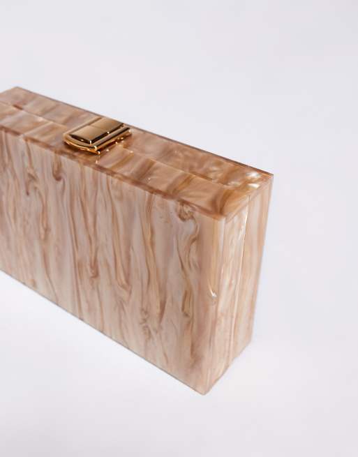 True Decadence - Bronzefarvet og rektangulær clutch-taske med hårdt og meleret design, 4 af 4