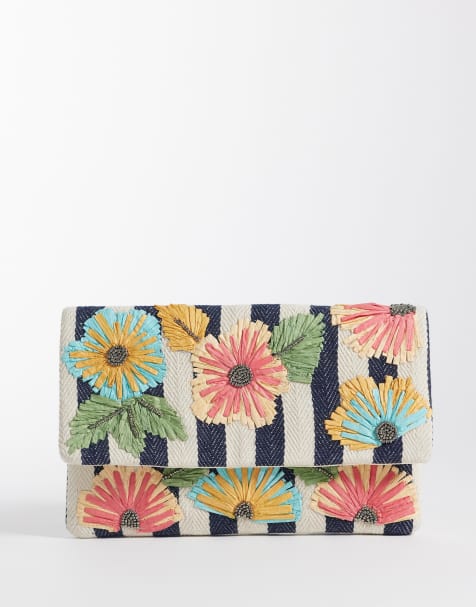 True Decadence – Bunte Clutch mit Streifen- und Blumenmuster - view 1