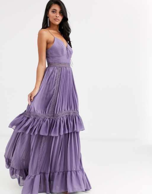 True Decadence cami strap tiered maxi dress with tie front in mauve | ASOS