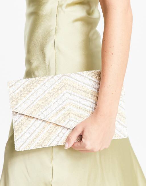 Genuine Crocodile Clutch in Natural Cream