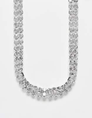 True Decadence True Decadence chunky choker necklace in crystal silver