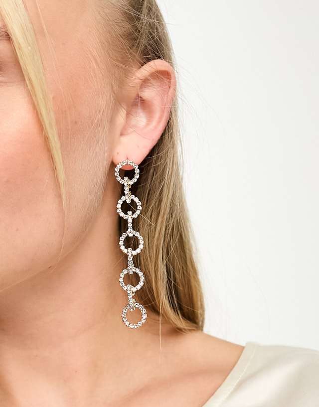 True Decadence - circle drop embellished earrings in gold