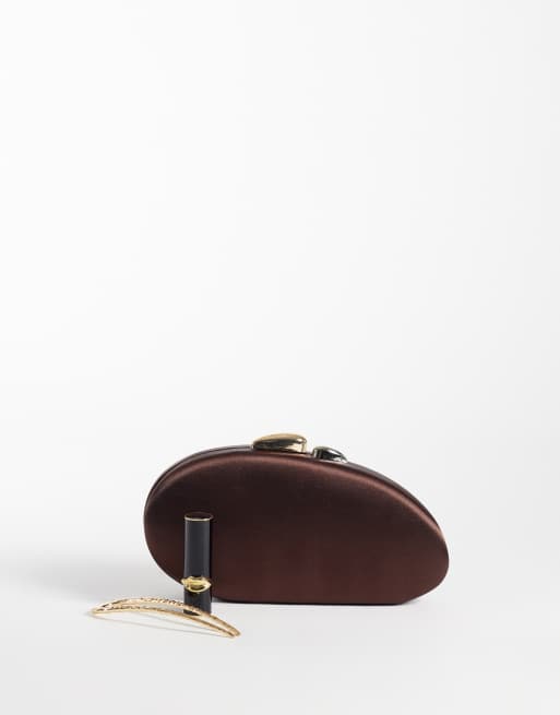 True Decadence Clutch aus dunkelbraunem Satin, 2 von 4