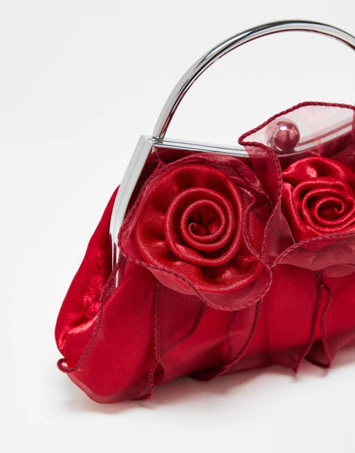 Red best sale floral clutch