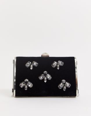 True Decadence  Samt-Clutch mit Perlenverzierung-Schwarz Schwarz
