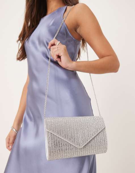 True Decadence – Clutch im Umschlag-Design mit Strassbesatz in Silber - view 1