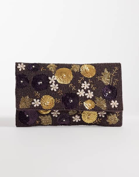 True Decadence - Clutch met bloemblaadjes versiering in donkerpaars - view 1