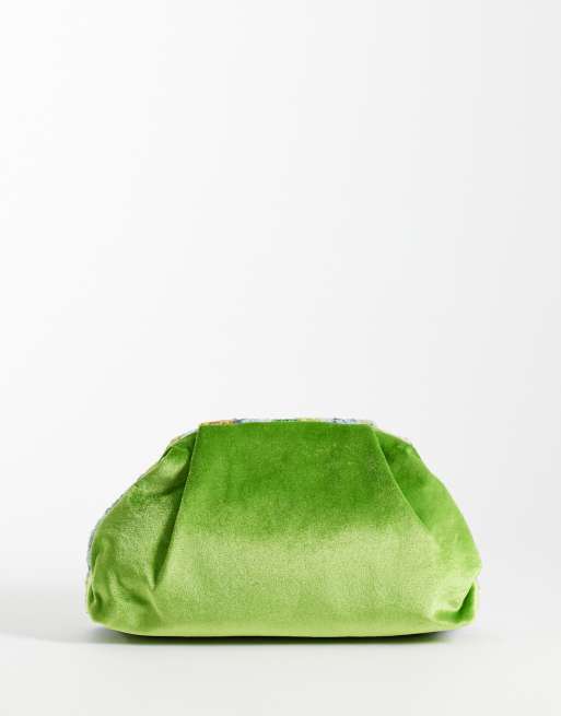 True Decadence clutch met bloemenprint en versiering in groen en blauw, 4 van 4