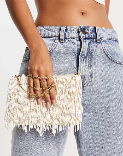 True Decadence - Clutch tas met rits aan de bovenkant en kralenkwastjes, 3 van 4