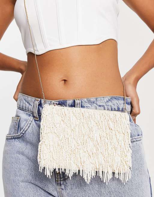 True Decadence - Clutch tas met rits aan de bovenkant en kralenkwastjes, 4 van 4