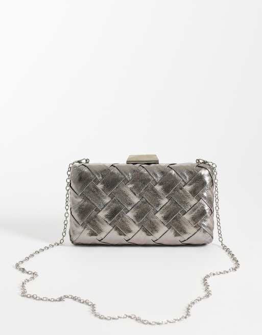 True Decadence – Clutch-Tasche in Silber-Metallic mit Webstruktur, 4 von 4