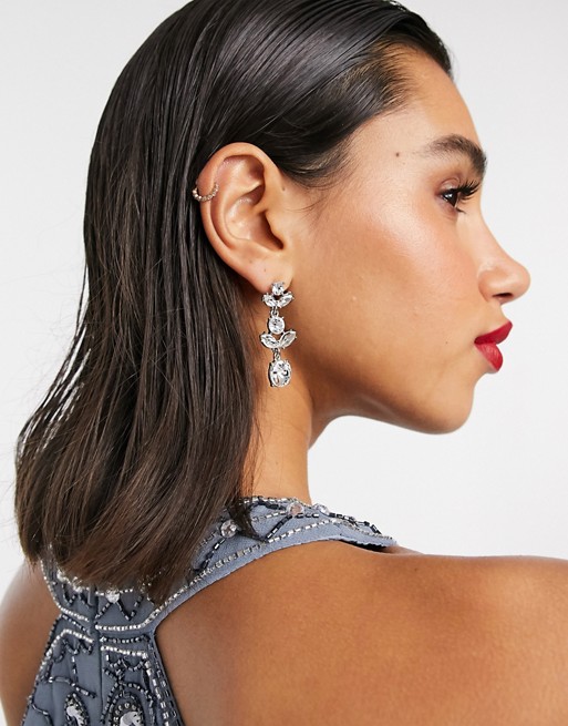 True Decadence cluther crystal statement drop earrings in silver