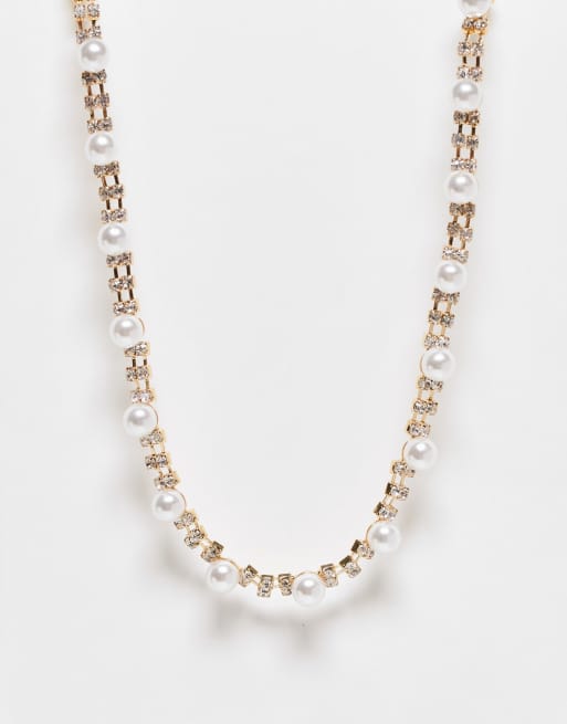True Decadence - Collana a catenina color oro con perline e cristalli