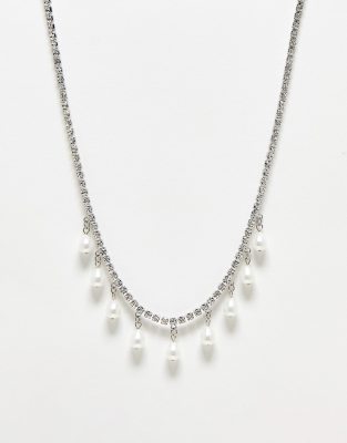 Magnifique Collier Vintage Argenté Avec Perles Fines - Pièce Unique