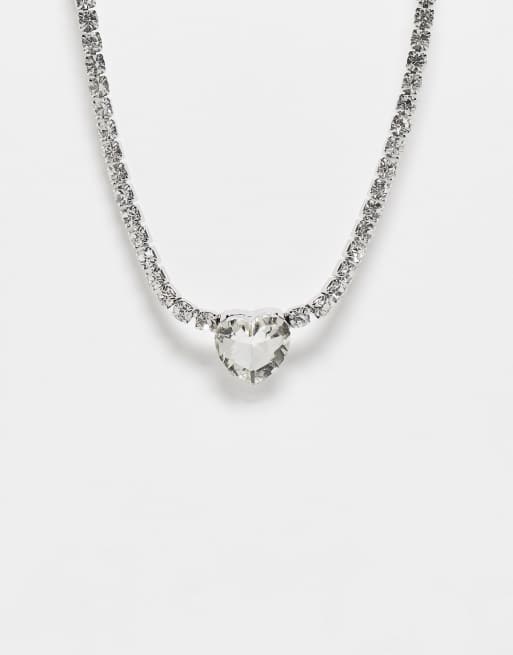True Decadence - Collier avec cœur orné de cristaux - Argenté