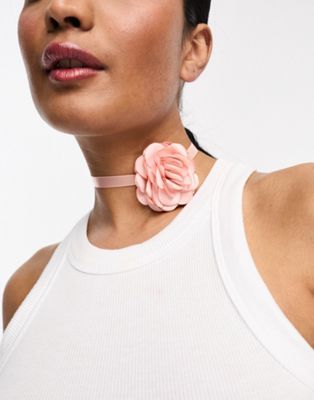 True Decadence corsage tie detail necklace in blush pink - ASOS Price Checker