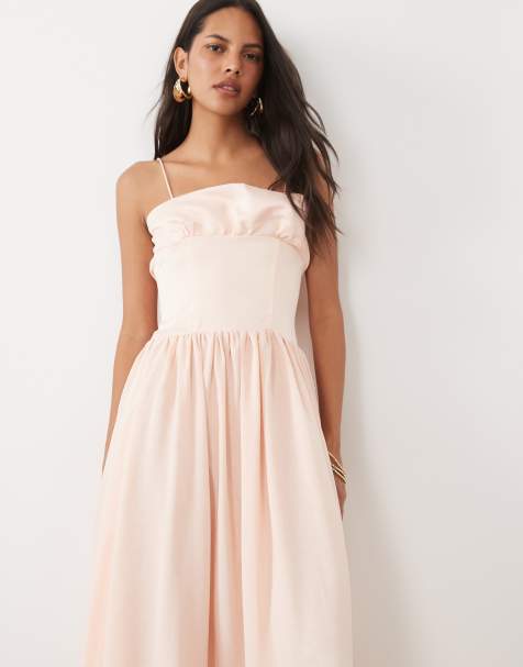 True Decadence Corset dropped waist maxi dress in pale pink