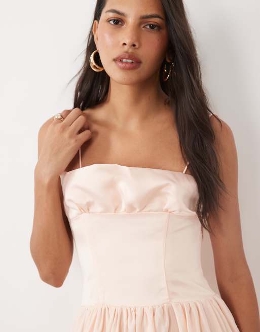 True Decadence Corset dropped waist maxi dress in pale pink, 4 of 4