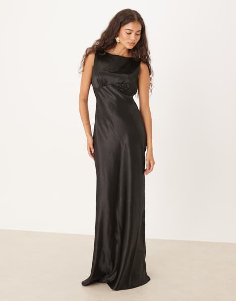 True Decadence Cowl back maxi dress in black