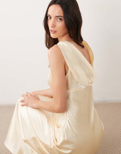 True Decadence Cowl-back maxi dress in butter yellow - view 1