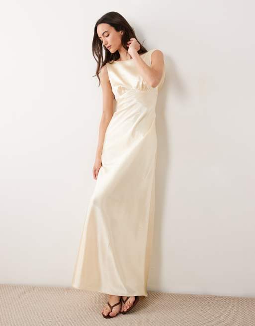 True Decadence Cowl-back maxi dress in butter yellow, 2 of 4