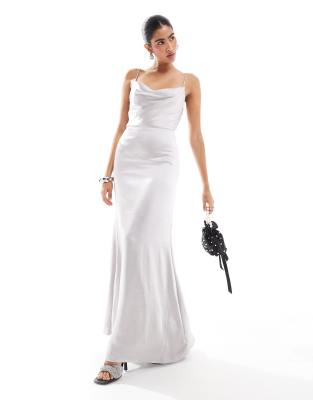 True Decadence Cowl neck slip dress in silver